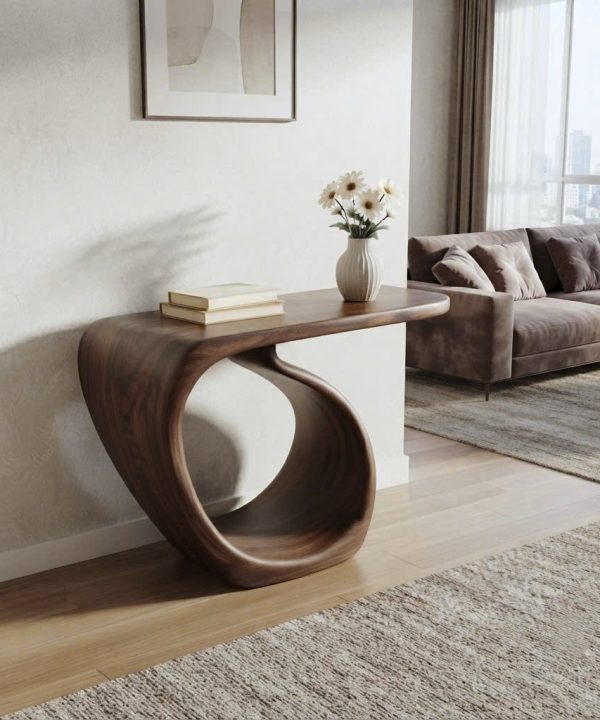 Alternative view of Luxali wooden Modern Solid Wood Console Table| Entryway wooden furniture| Rustic live edge console table With Pedestal Base Handmade Entryway Furniture For Living Room