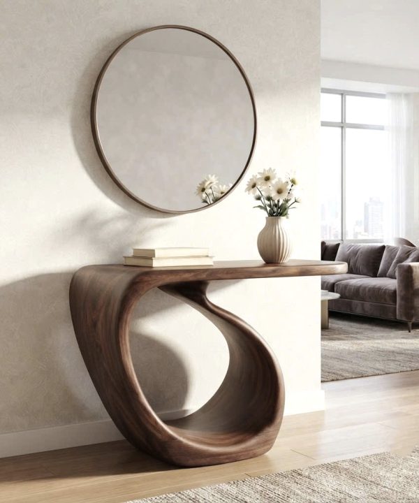 Luxali wooden Modern Solid Wood Console Table| Entryway wooden furniture| Rustic live edge console table With Pedestal Base Handmade Entryway Furniture For Living Room
