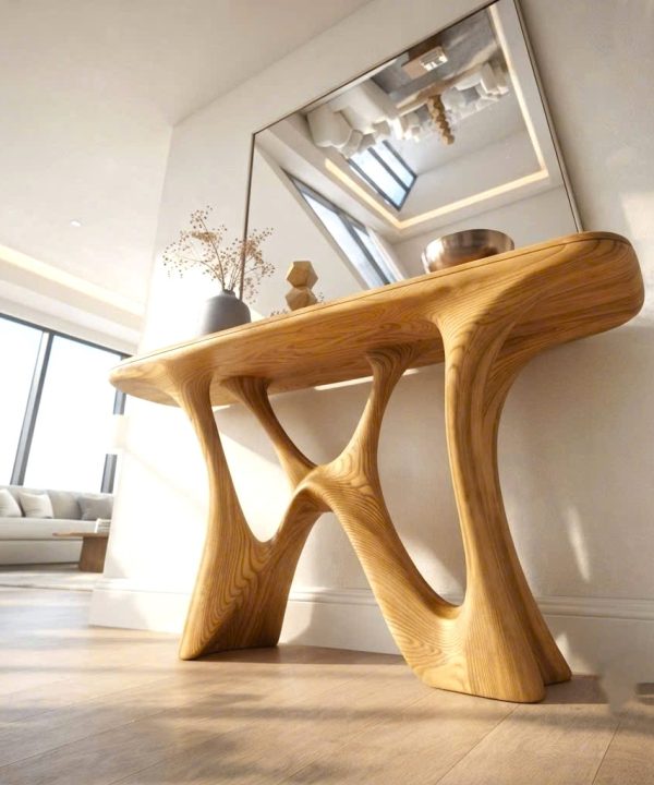 Alternative view of Luxali wooden Modern Solid Wood Console Table| Entryway wooden furniture| Rustic live edge console table With Pedestal Base Handmade Entryway Furniture For Living Room