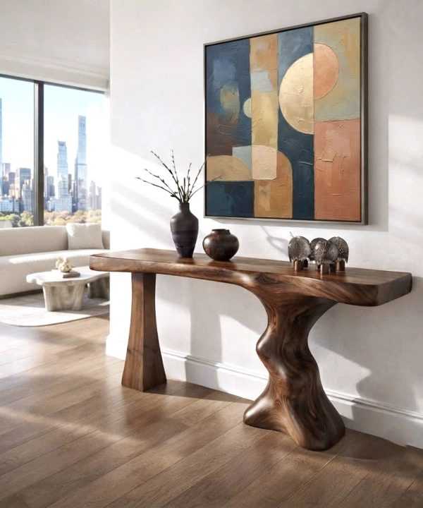 Alternative view of Luxali wooden Modern Solid Wood Console Table| Entryway wooden furniture| Rustic live edge console table With Pedestal Base Handmade Entryway Furniture For Living Room