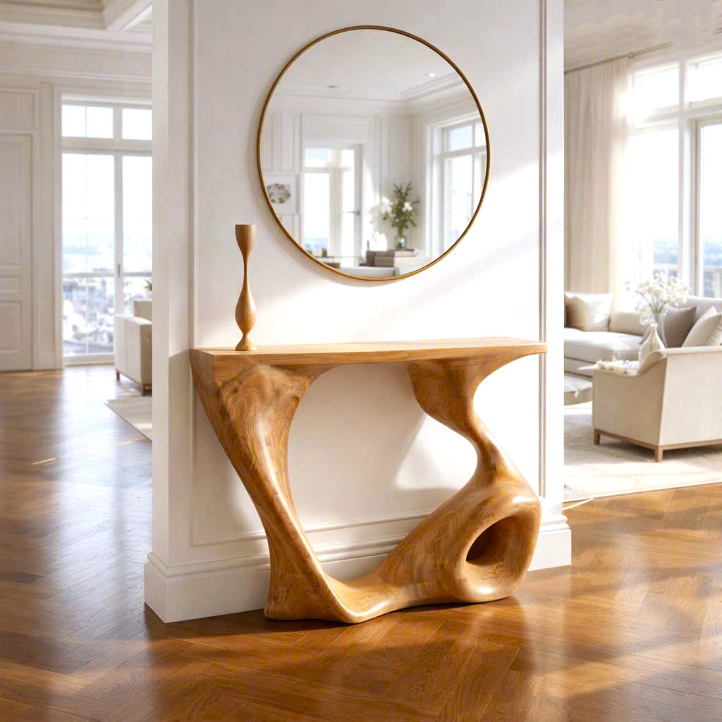 Luxali Handmade Wooden Console Table — a modern farmhouse masterpiece, meticulously handcrafted from solid natural Monkey Pod wood, showcasing refined artistry and designed to elevate any living room. - Image 8