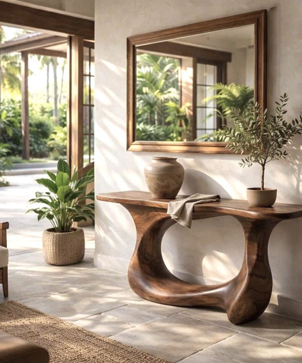 Eco-Friendly Apartment Decor Natural Solid Wooden Console Tables With Unique Design wooden furniture Hotel Furniture Designer