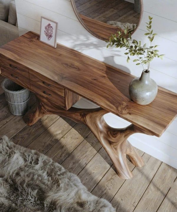 Alternative view of Eco-Friendly Apartment Decor Natural Solid Wooden Console Tables With Unique Design wooden furniture Hotel Furniture Designer