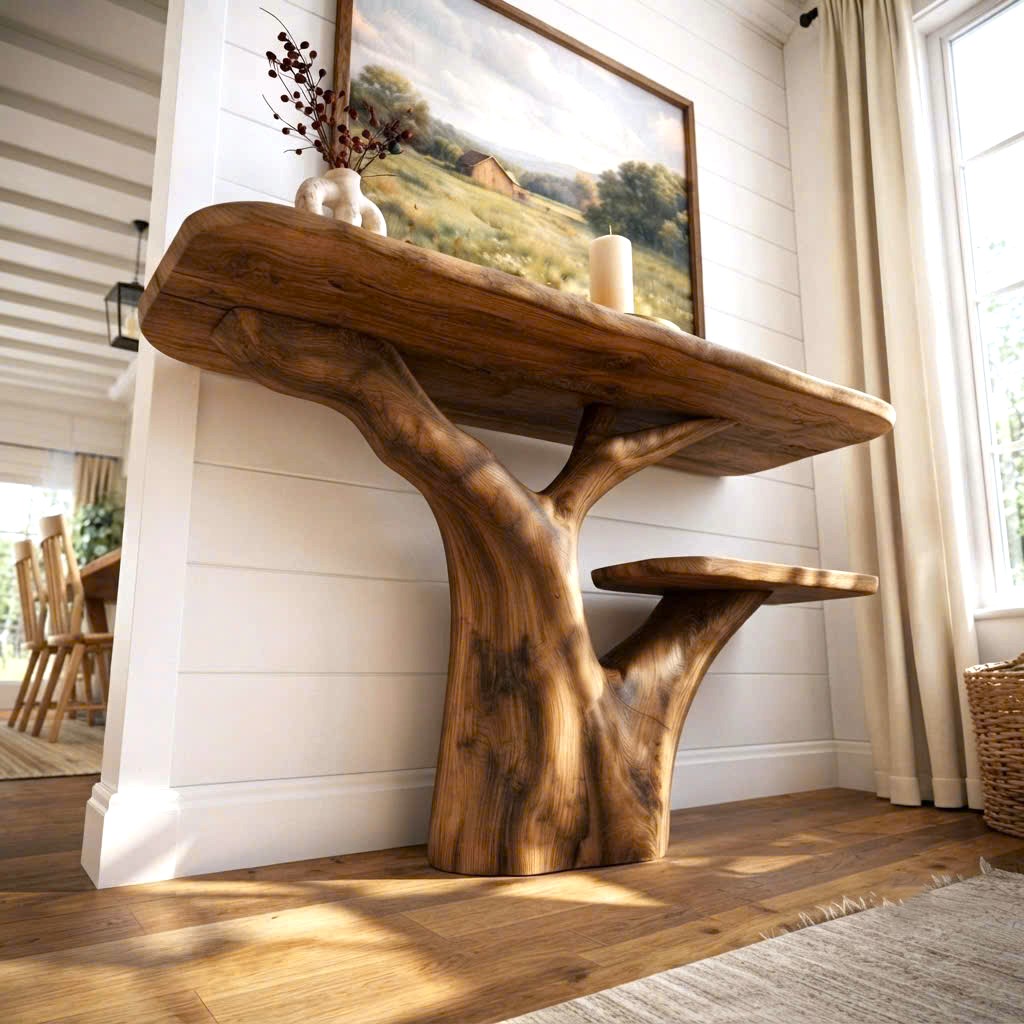 Luxali Handmade Wooden Console Table — a modern farmhouse masterpiece, meticulously handcrafted from solid natural Monkey Pod wood, showcasing refined artistry and designed to elevate any living room - Image 4