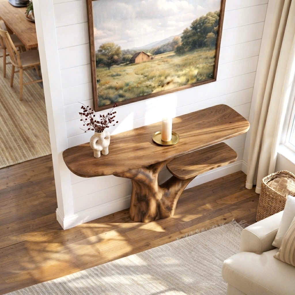 Luxali Handmade Wooden Console Table — a modern farmhouse masterpiece, meticulously handcrafted from solid natural Monkey Pod wood, showcasing refined artistry and designed to elevate any living room - Image 5