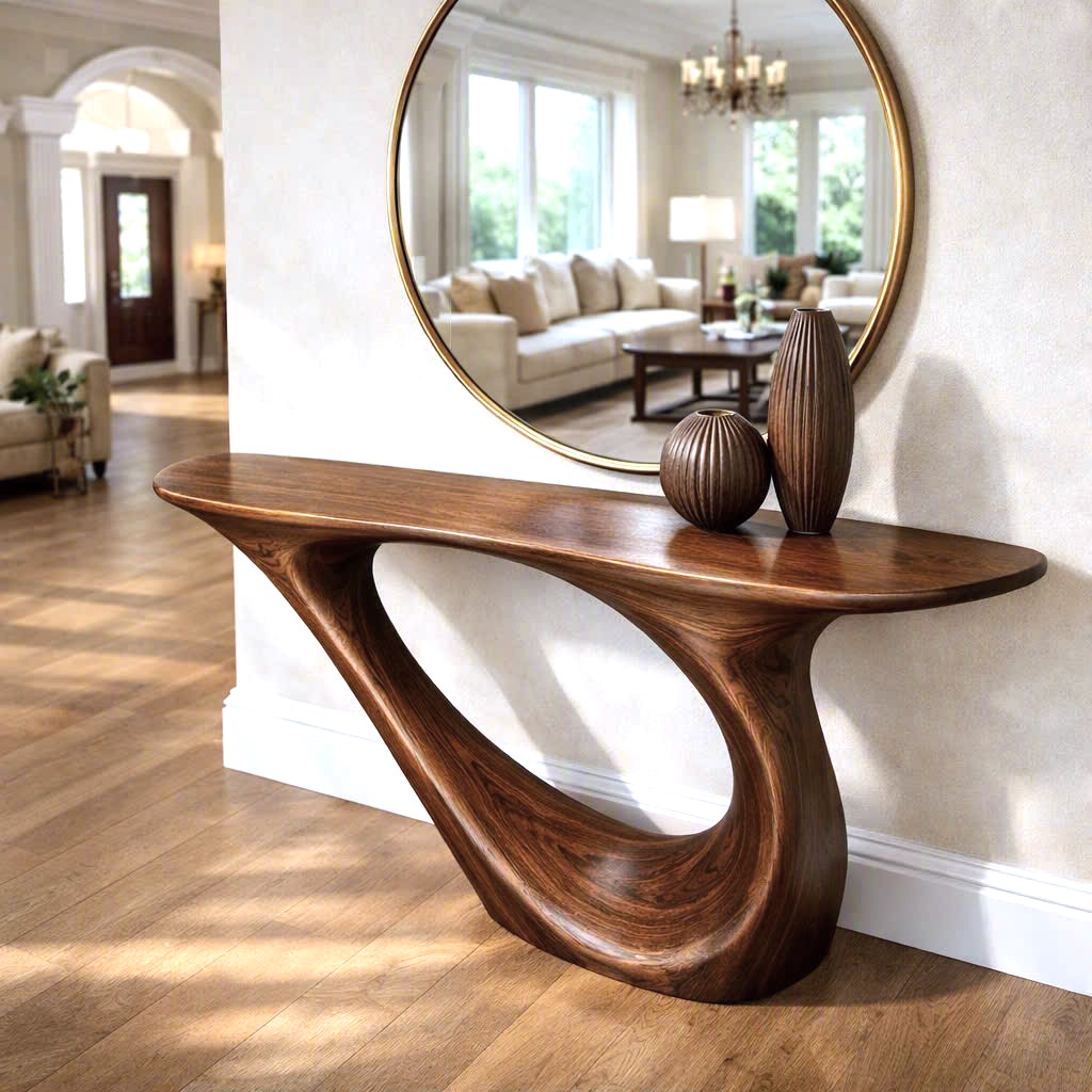 Rustic Live Edge Console Table Entryway Design Rustic Live Edge Console Table Entryway Design Handcrafted Accent Table Furniture - Image 2