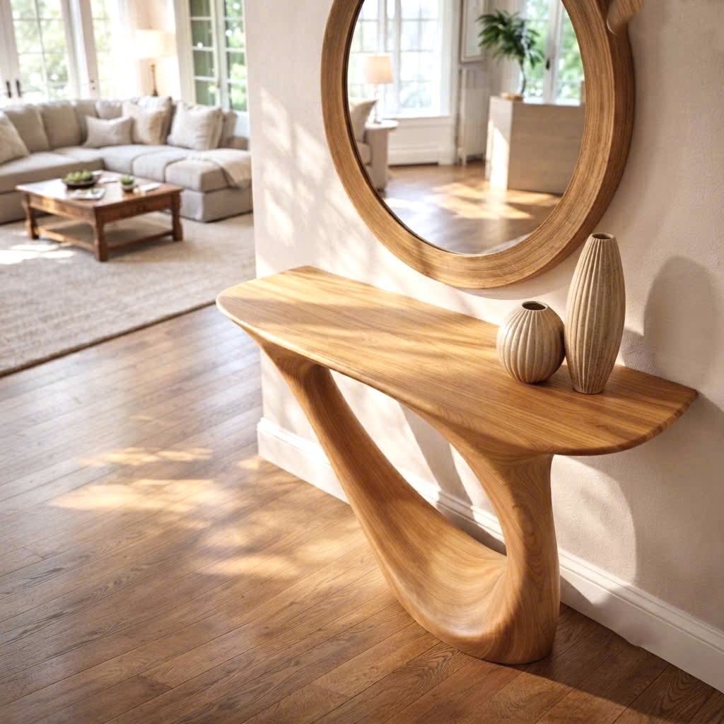 Rustic Live Edge Console Table Entryway Design Rustic Live Edge Console Table Entryway Design Handcrafted Accent Table Furniture - Image 4