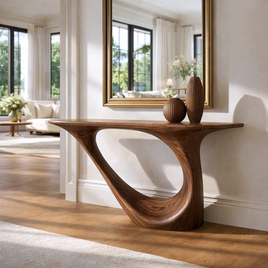 Rustic Live Edge Console Table Entryway Design Rustic Live Edge Console Table Entryway Design Handcrafted Accent Table Furniture - Image 5