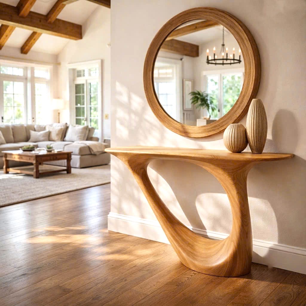 Rustic Live Edge Console Table Entryway Design Rustic Live Edge Console Table Entryway Design Handcrafted Accent Table Furniture - Image 6