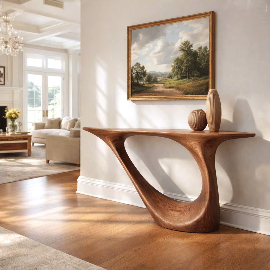 Rustic Live Edge Console Table Entryway Design Rustic Live Edge Console Table Entryway Design Handcrafted Accent Table Furniture - Image 8