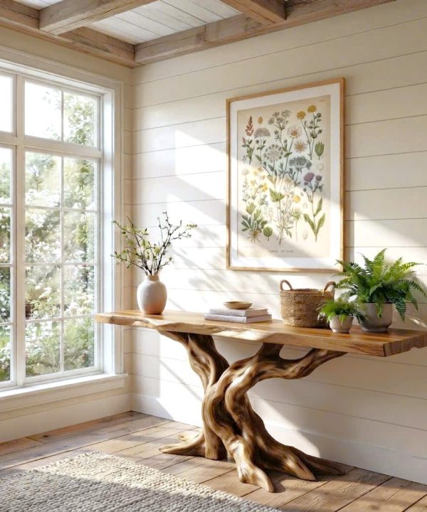 Alternative view of Rustic Live Edge Console Table Entryway Design Rustic Live Edge Console Table Entryway Design Handcrafted Accent Table Furniture