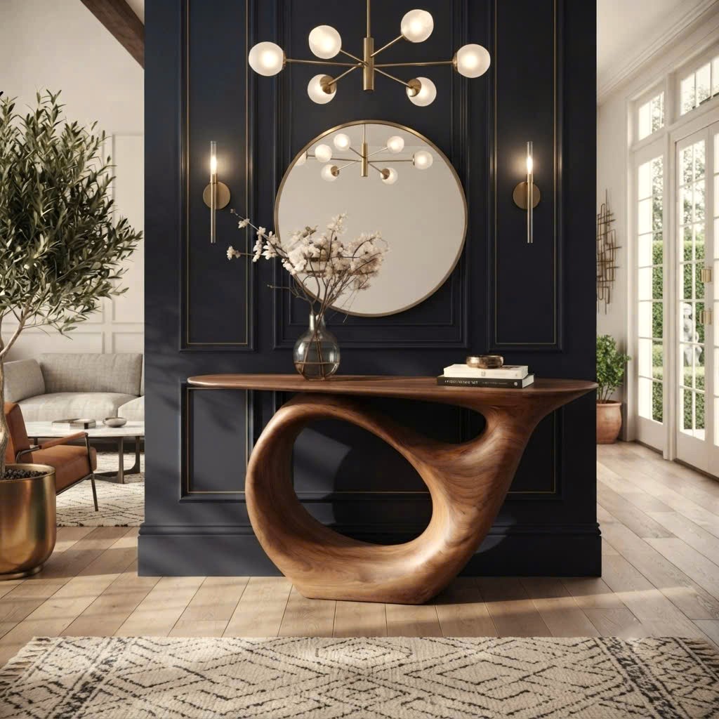 Eco-Friendly Apartment Decor Natural Solid Wooden Console Tables With Unique Design wooden furniture Hotel Furniture Designer - Image 2