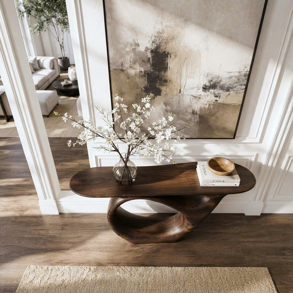 Eco-Friendly Apartment Decor Natural Solid Wooden Console Tables With Unique Design wooden furniture Hotel Furniture Designer - Image 4