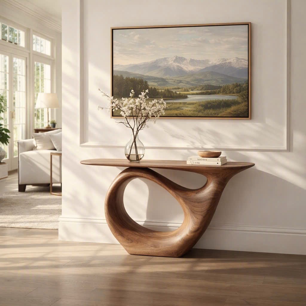 Eco-Friendly Apartment Decor Natural Solid Wooden Console Tables With Unique Design wooden furniture Hotel Furniture Designer