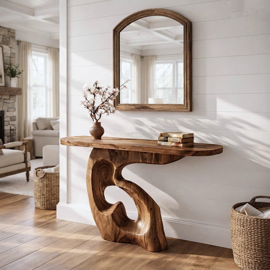 Eco-Friendly Apartment Decor Natural Solid Wooden Console Tables With Unique Design wooden furniture Hotel Furniture Designer