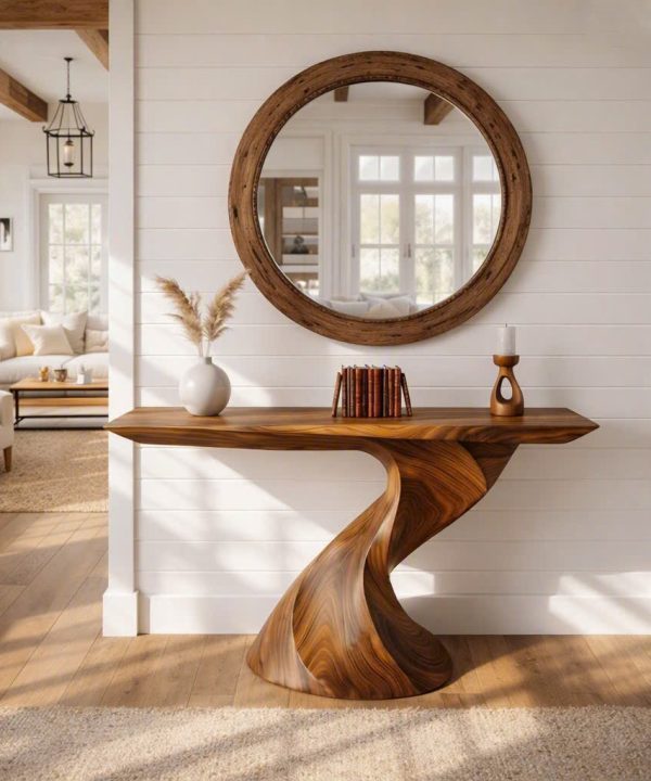 Eco-Friendly Apartment Decor Natural Solid Wooden Console Tables With Unique Design wooden furniture Hotel Furniture Designer