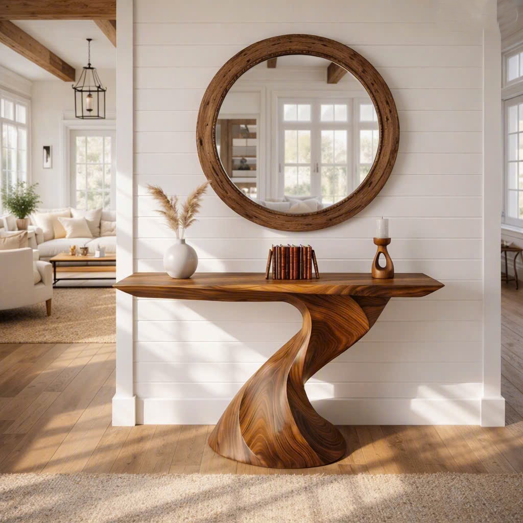 Eco-Friendly Apartment Decor Natural Solid Wooden Console Tables With Unique Design wooden furniture Hotel Furniture Designer