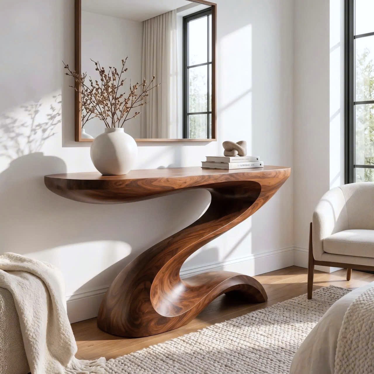 Luxali Handmade Wooden Console Table — a modern farmhouse masterpiece, meticulously handcrafted from solid natural Monkey Pod wood, showcasing refined artistry and designed to elevate any living room.