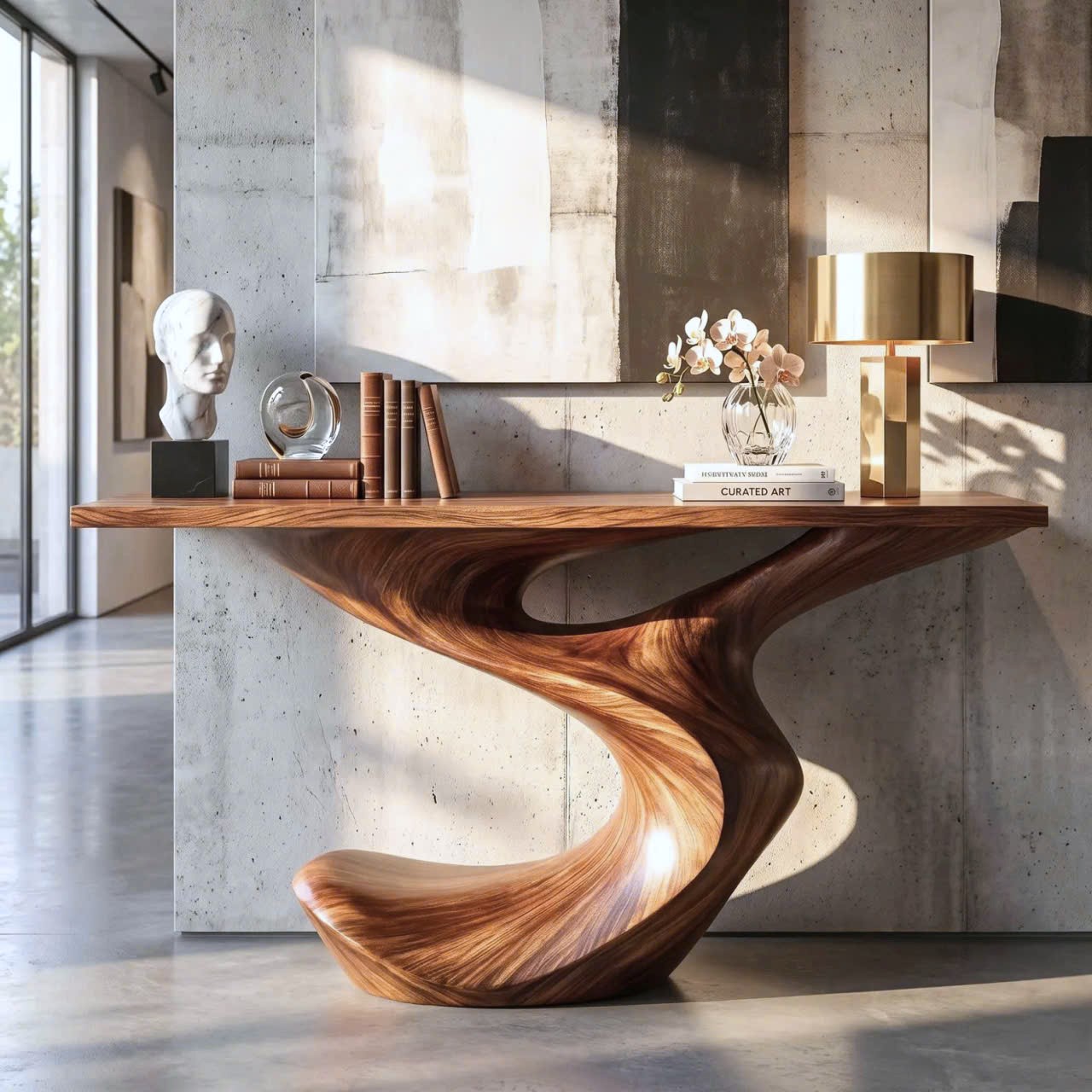 Luxali Handmade Wooden Console Table — a modern farmhouse masterpiece, meticulously handcrafted from solid natural Monkey Pod wood, showcasing refined artistry and designed to elevate any living room.