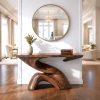 Modern Solid Wood Console Table With Pedestal Base Handmade Entryway Furniture For Living Room