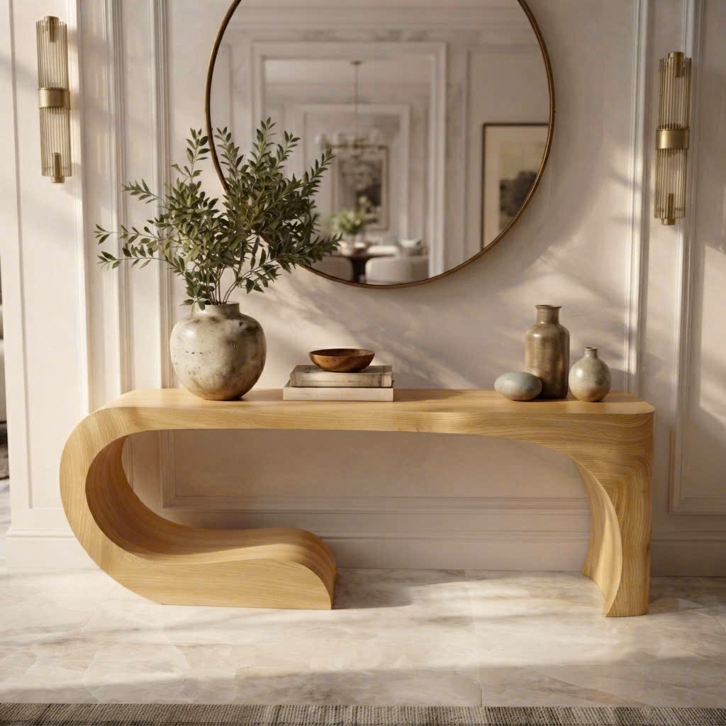 Luxali Handmade Wooden Console Table — a modern farmhouse masterpiece, meticulously handcrafted from solid natural Monkey Pod wood, showcasing refined artistry and designed to elevate any living room. - Image 6
