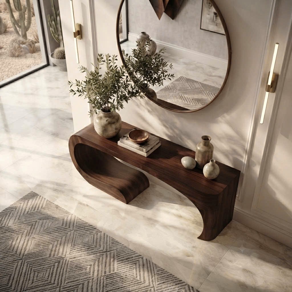Luxali Handmade Wooden Console Table — a modern farmhouse masterpiece, meticulously handcrafted from solid natural Monkey Pod wood, showcasing refined artistry and designed to elevate any living room. - Image 8