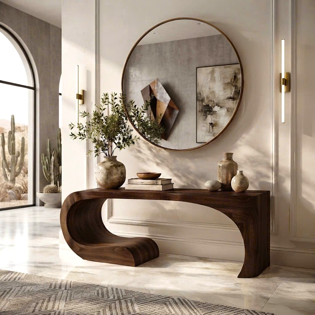 Luxali Handmade Wooden Console Table — a modern farmhouse masterpiece, meticulously handcrafted from solid natural Monkey Pod wood, showcasing refined artistry and designed to elevate any living room. - Image 9