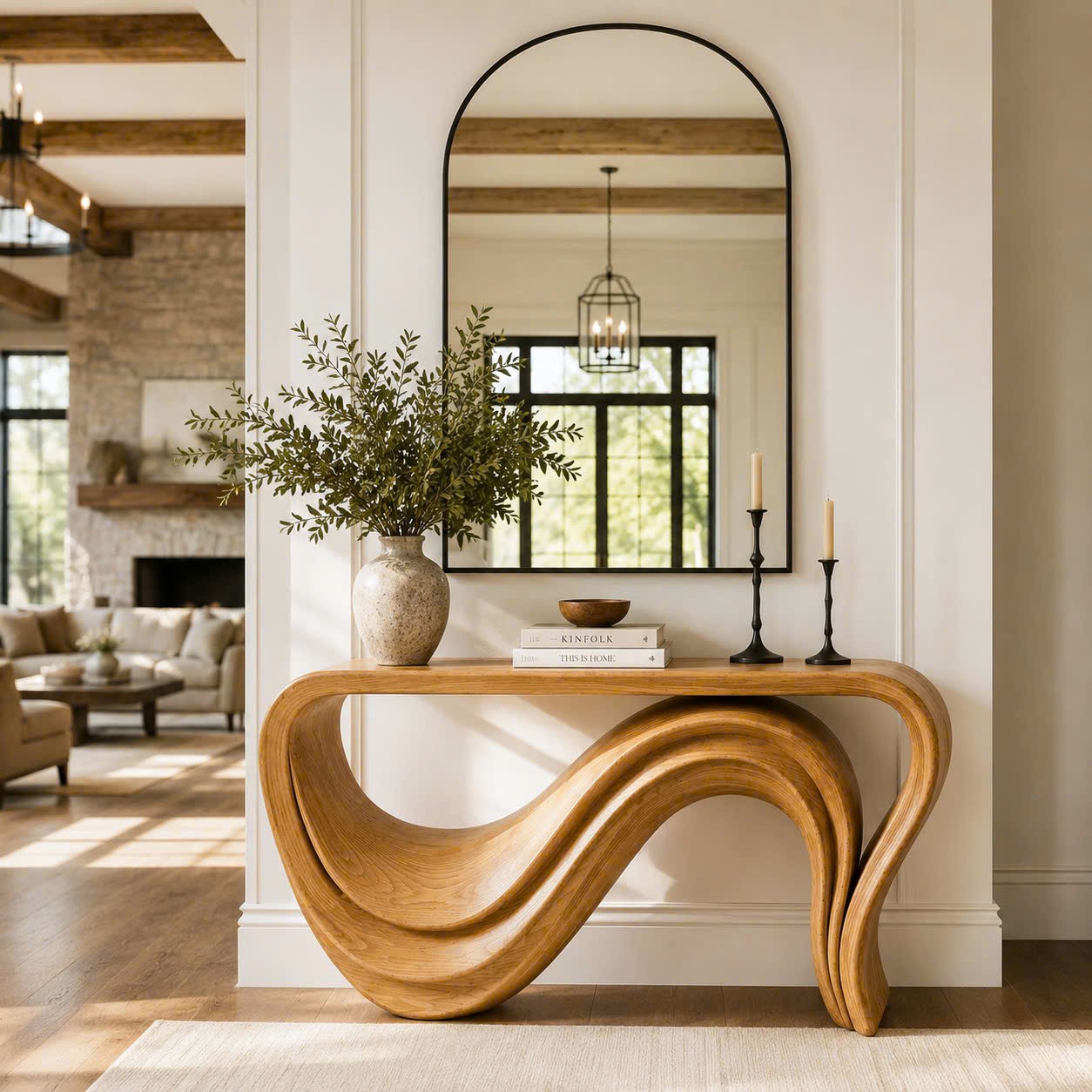 Luxali Handmade Wooden Console Table — a modern farmhouse masterpiece, meticulously handcrafted from solid natural Monkey Pod wood, showcasing refined artistry and designed to elevate any living room. - Image 7