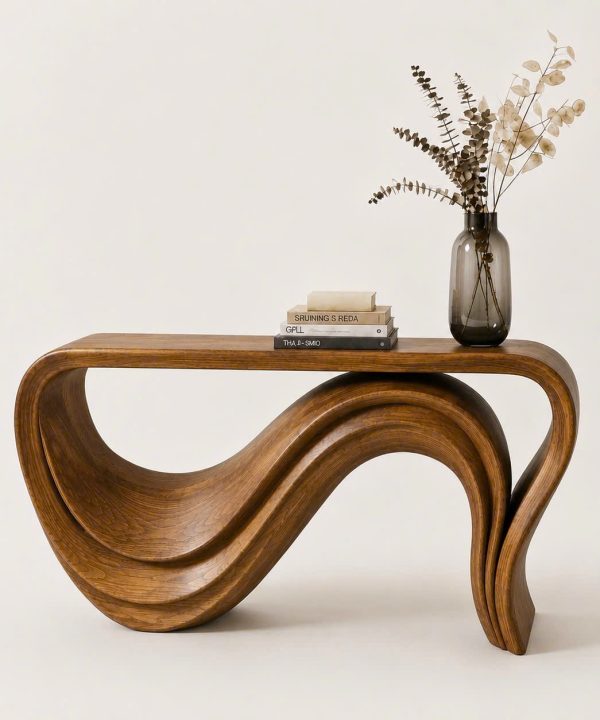 Luxali Handmade Wooden Console Table — a modern farmhouse masterpiece, meticulously handcrafted from solid natural Monkey Pod wood, showcasing refined artistry and designed to elevate any living room.