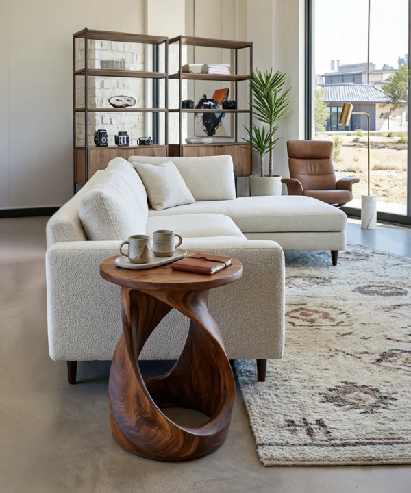 Alternative view of Organic Wooden Twist Side Table For Living Room Decor