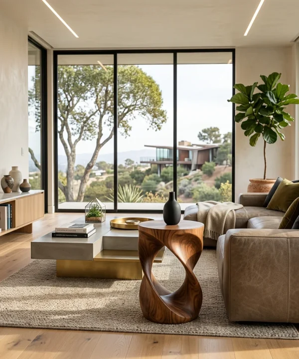 Alternative view of Organic Wooden Twist Side Table For Living Room Decor
