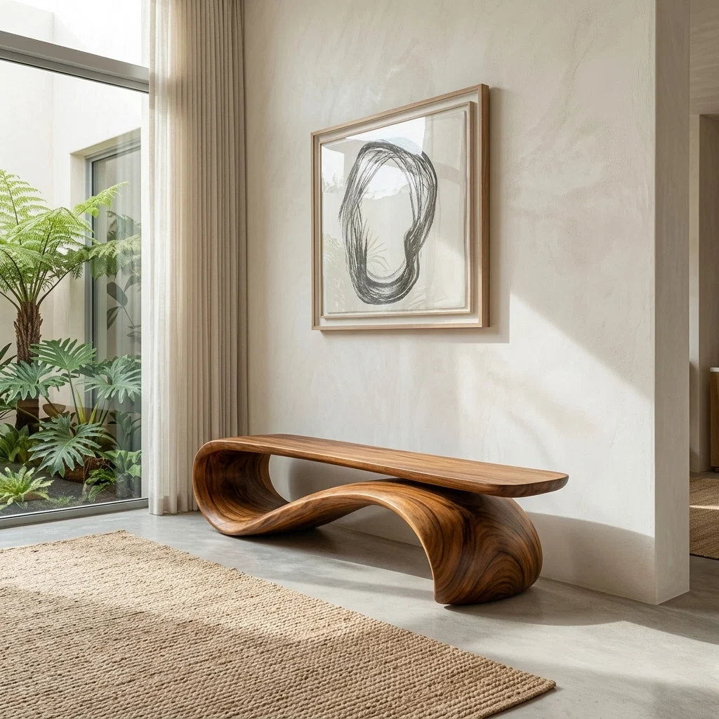 Modern Sculptural Bench| Modern Curved Bench – Sculptural Furniture With Curved Design For Living Room - Image 3