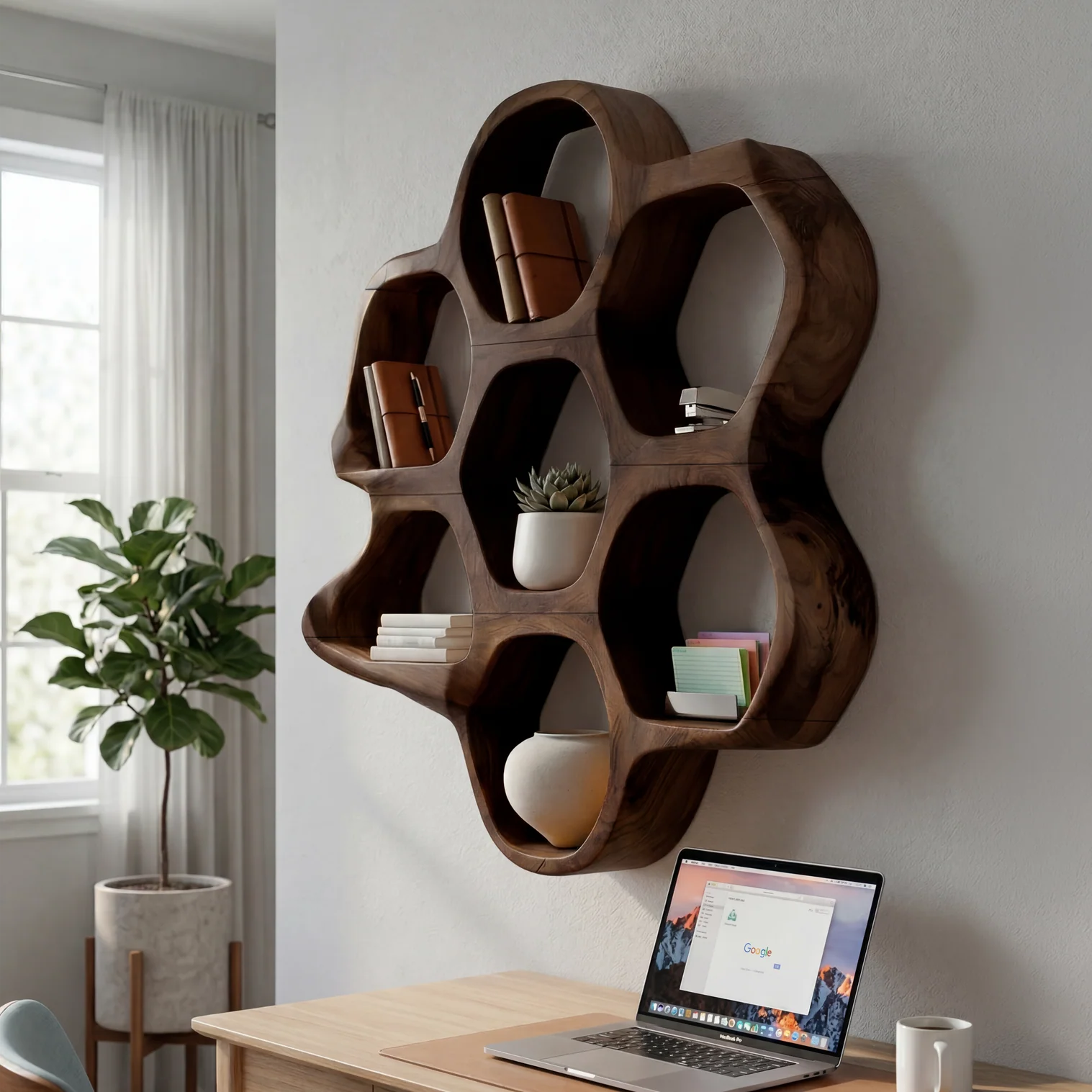 Mid Century Wall Shelf For Hallway Entryway Use - Image 4