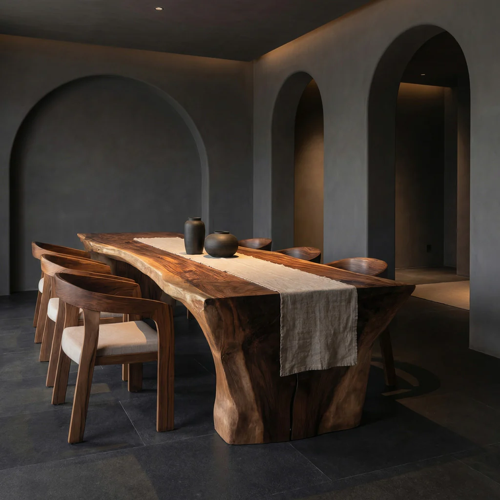 Luxurious and uniquely crafted wooden dining table ( chairs not included) designed to create a warm and inviting atmosphere. - Image 7