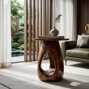 Alternative view of Organic Wooden Open Loop Side Table For Living Room