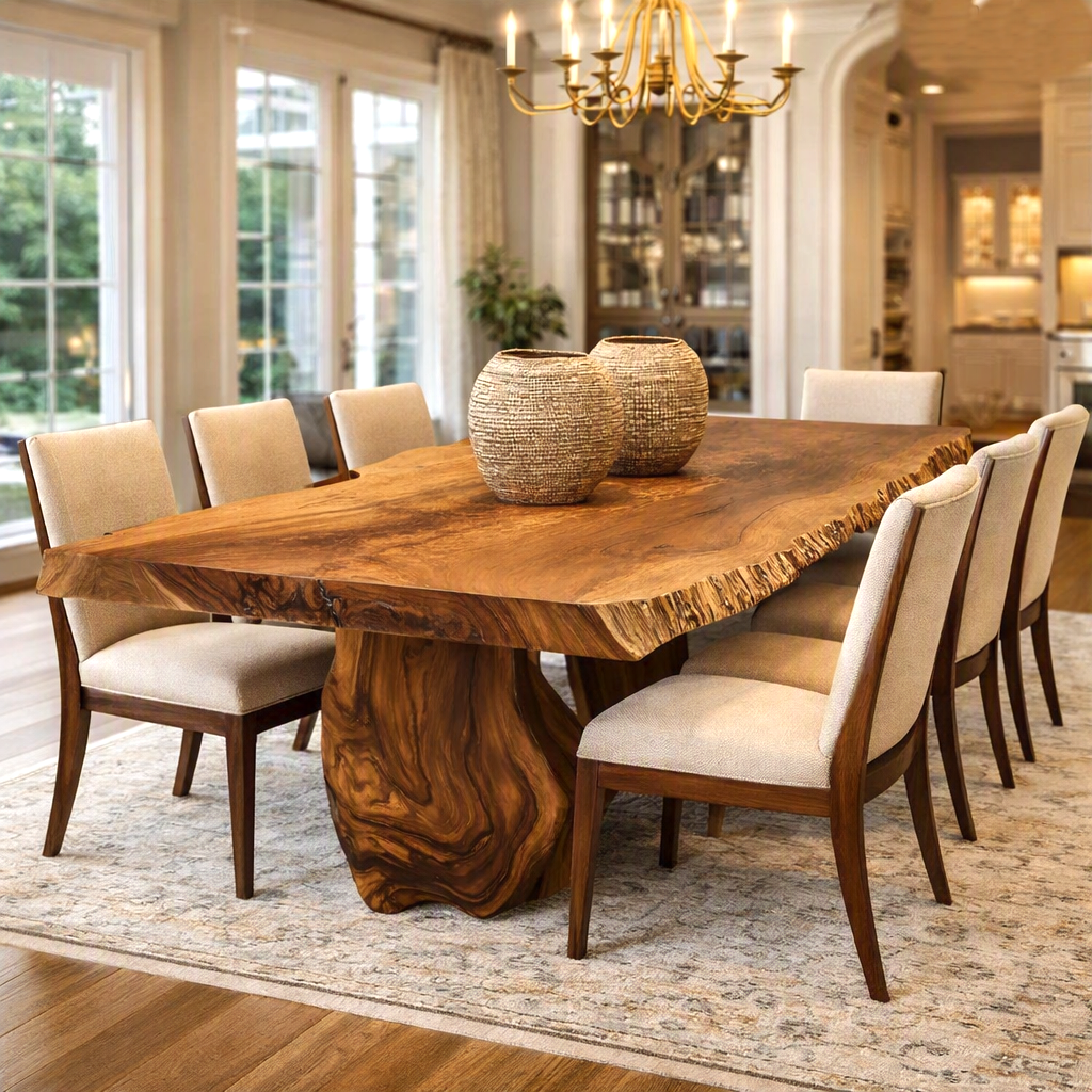 Luxurious and uniquely crafted wooden dining table ( chairs not included) designed to create a warm and inviting atmosphere. - Image 5