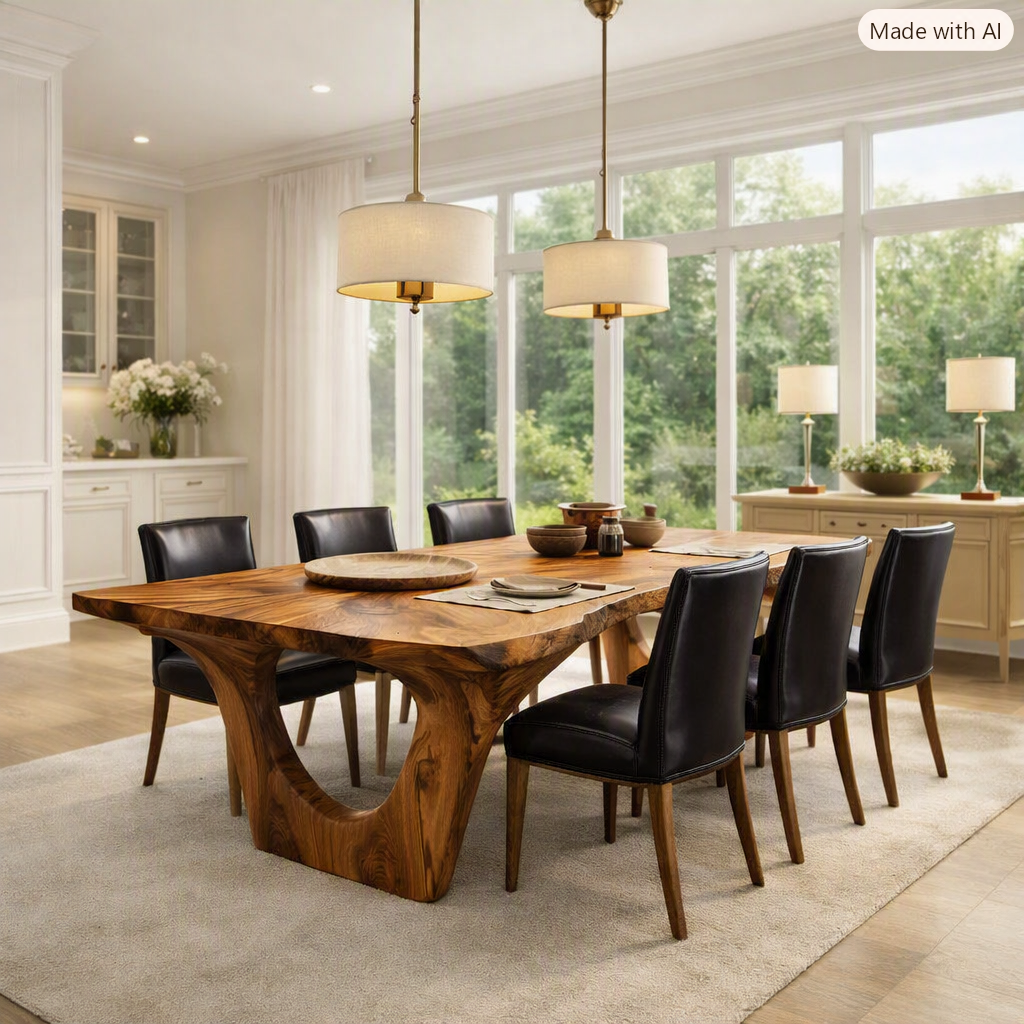 Luxurious and uniquely crafted wooden dining table ( chairs not included) designed to create a warm and inviting atmosphere - Image 2