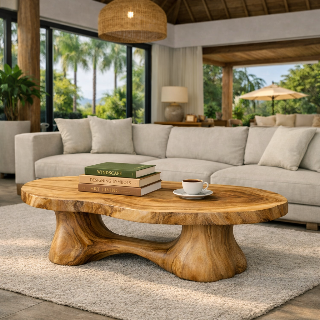 Luxali Modern Solid Wood Coffee Table Living Room Handmade Natural Eco-Friendly Durable Easy Clean Antique Decor Home Furniture