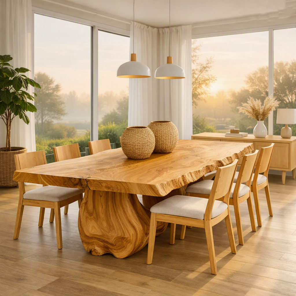 Luxurious and uniquely crafted wooden dining table ( chairs not included) designed to create a warm and inviting atmosphere. - Image 3
