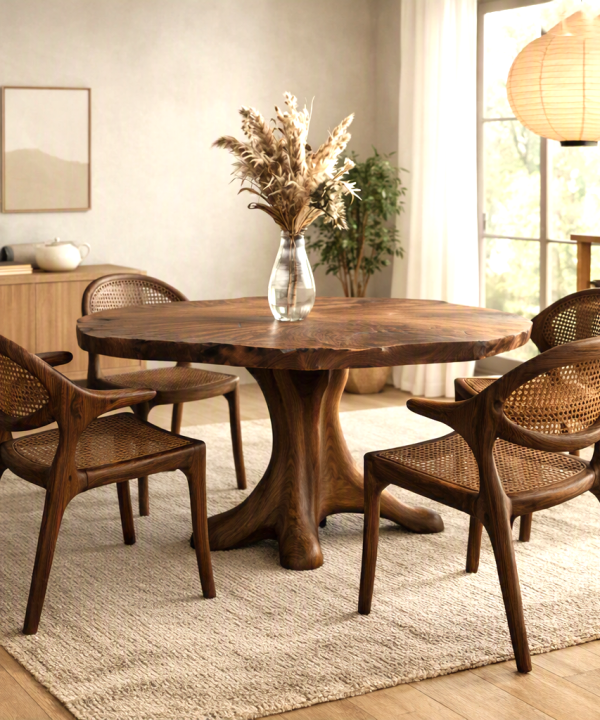 Luxali Wooden Luxurious and uniquely crafted wooden dining table ( chairs not included) designed to create a warm and inviting atmosphere.