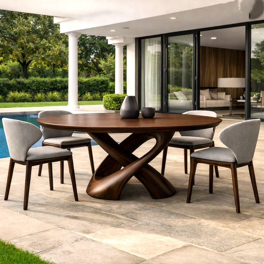Luxurious and uniquely crafted wooden dining table ( chairs not included) designed to create a warm and inviting atmosphere. - Image 6