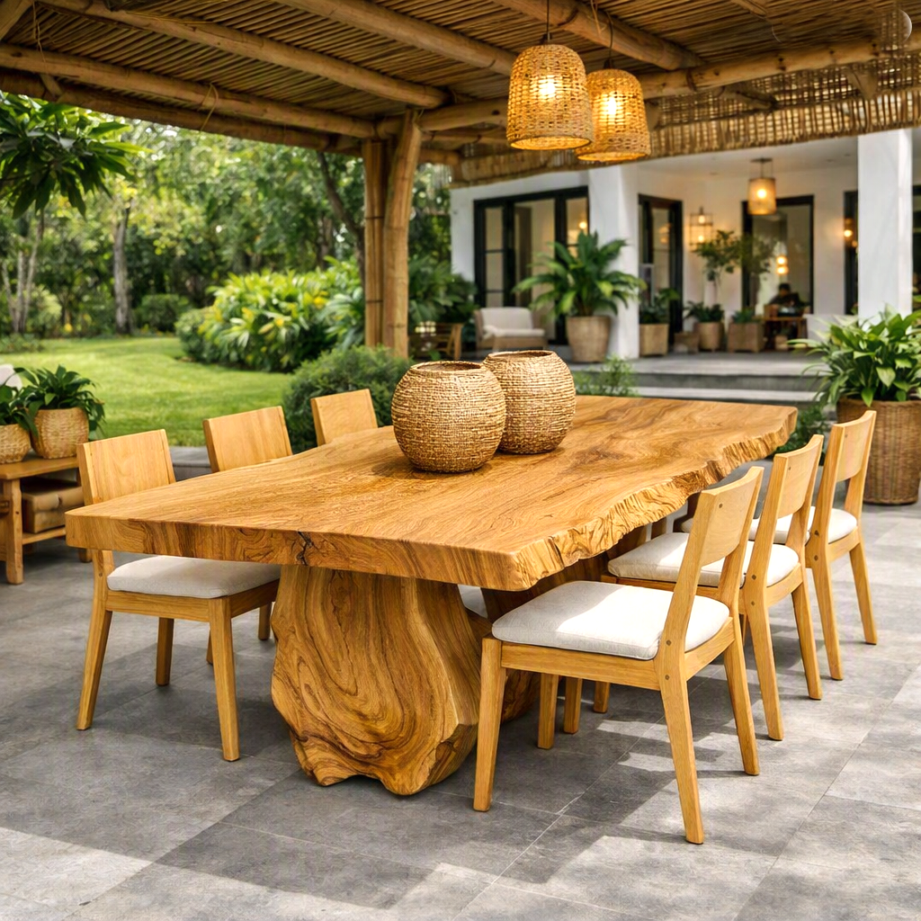 Luxurious and uniquely crafted wooden dining table ( chairs not included) designed to create a warm and inviting atmosphere. - Image 7