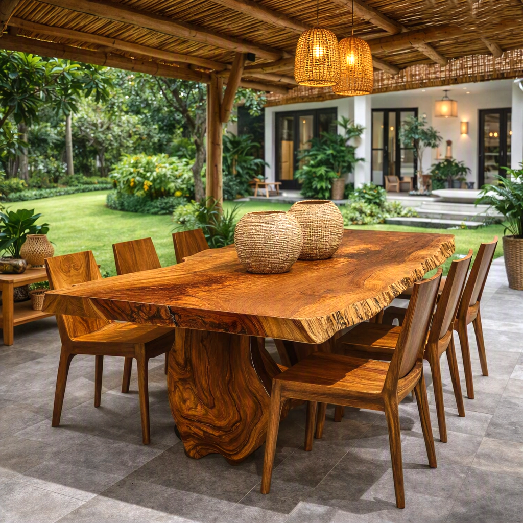 Luxurious and uniquely crafted wooden dining table ( chairs not included) designed to create a warm and inviting atmosphere. - Image 2