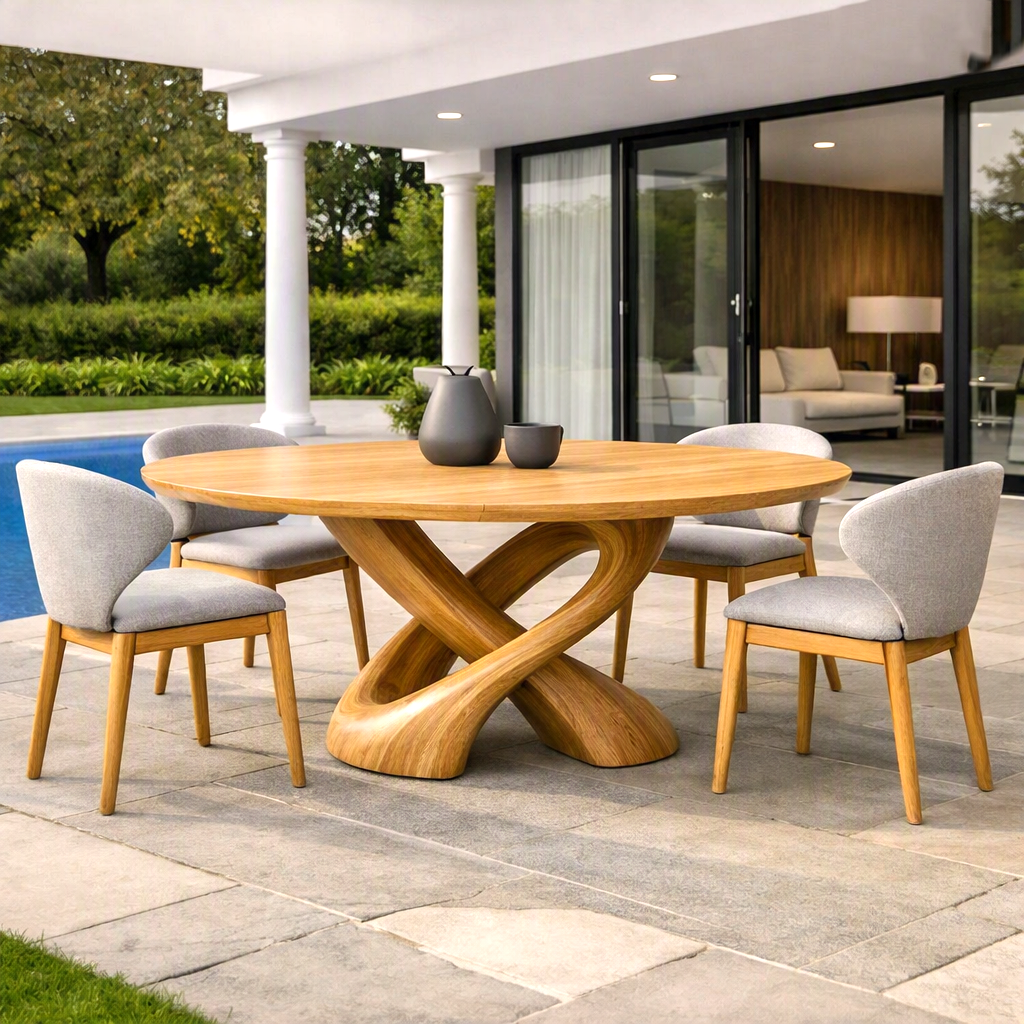 Luxurious and uniquely crafted wooden dining table ( chairs not included) designed to create a warm and inviting atmosphere. - Image 9