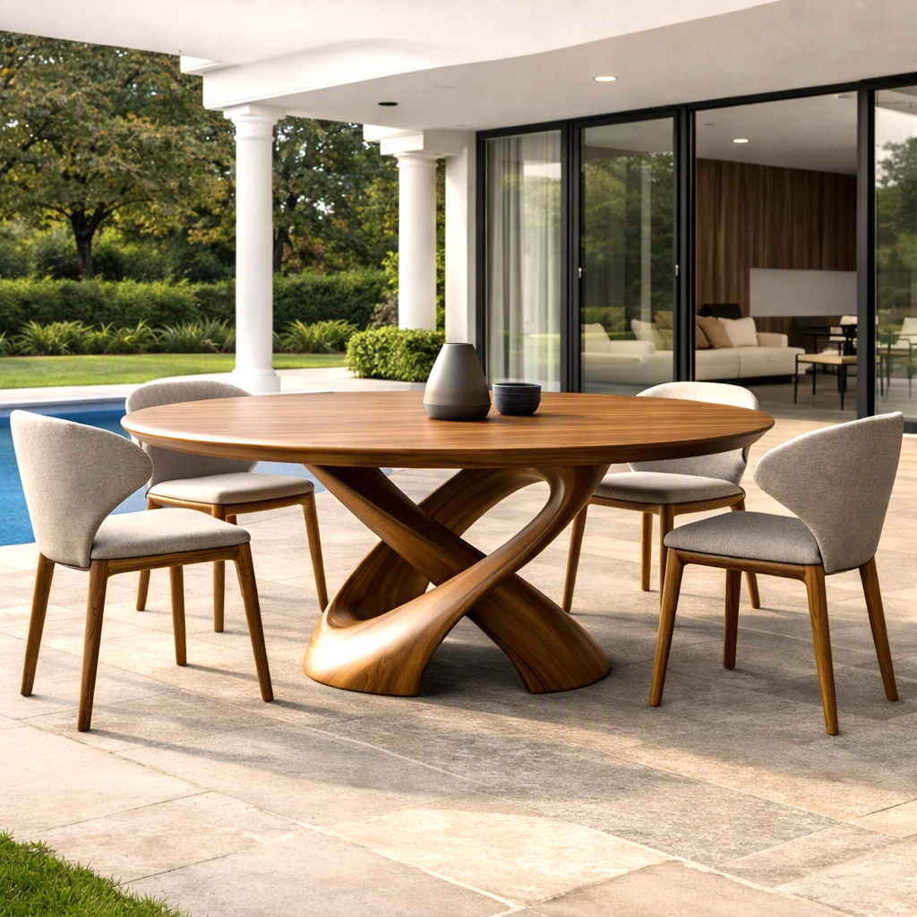 Luxurious and uniquely crafted wooden dining table ( chairs not included) designed to create a warm and inviting atmosphere. - Image 8