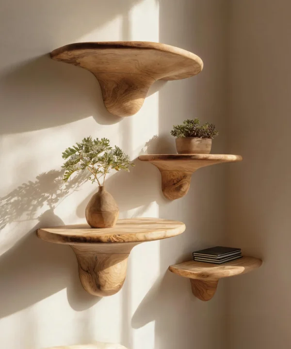 Modern Solid Wood Mushroom Shelf For Contemporary Bedroom Decor