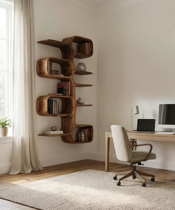 Alternative view of Scandinavian Wooden Wall Shelf For Home Interior Decor