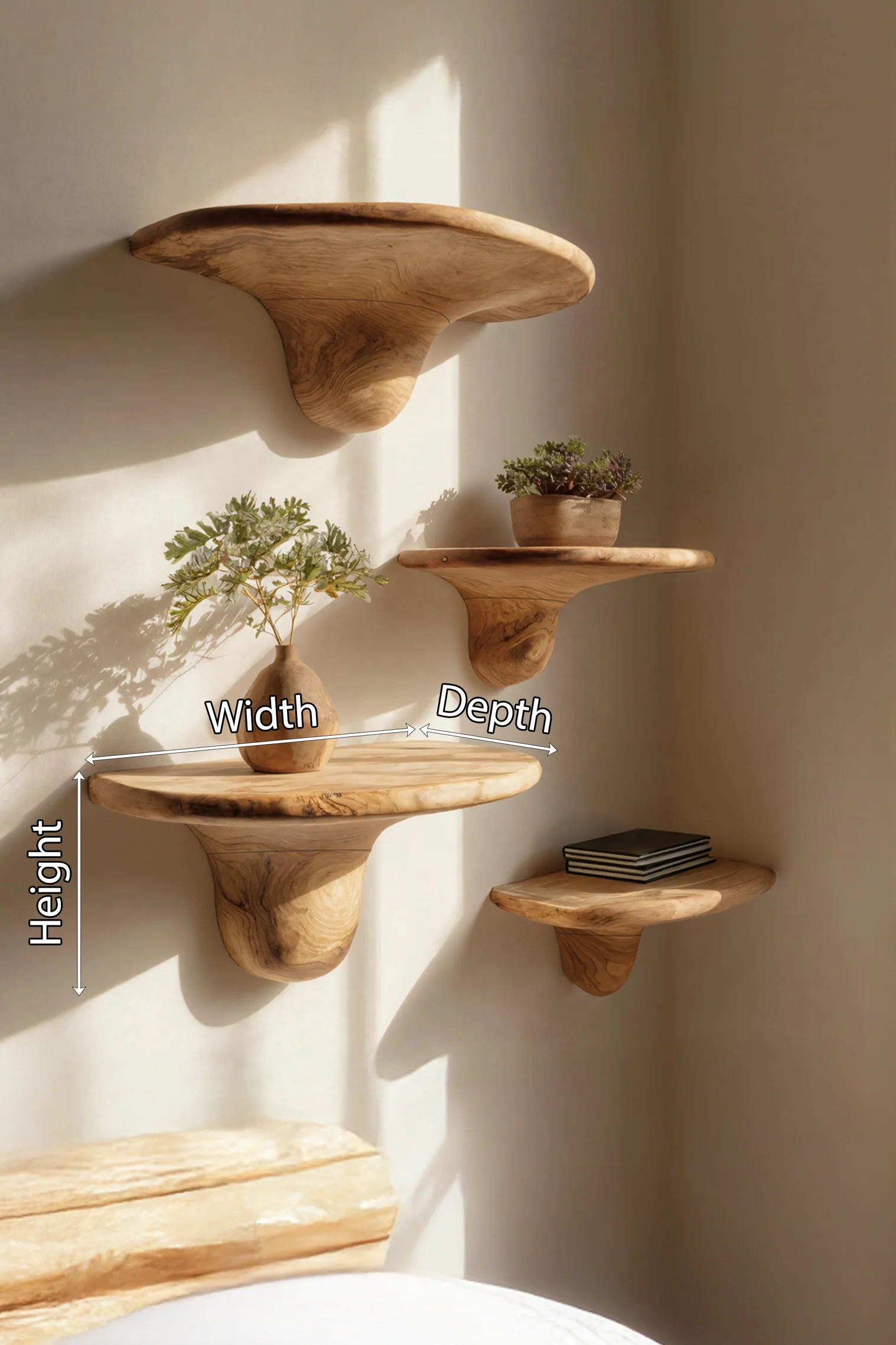 Modern Solid Wood Mushroom Shelf For Contemporary Bedroom Decor - Image 2