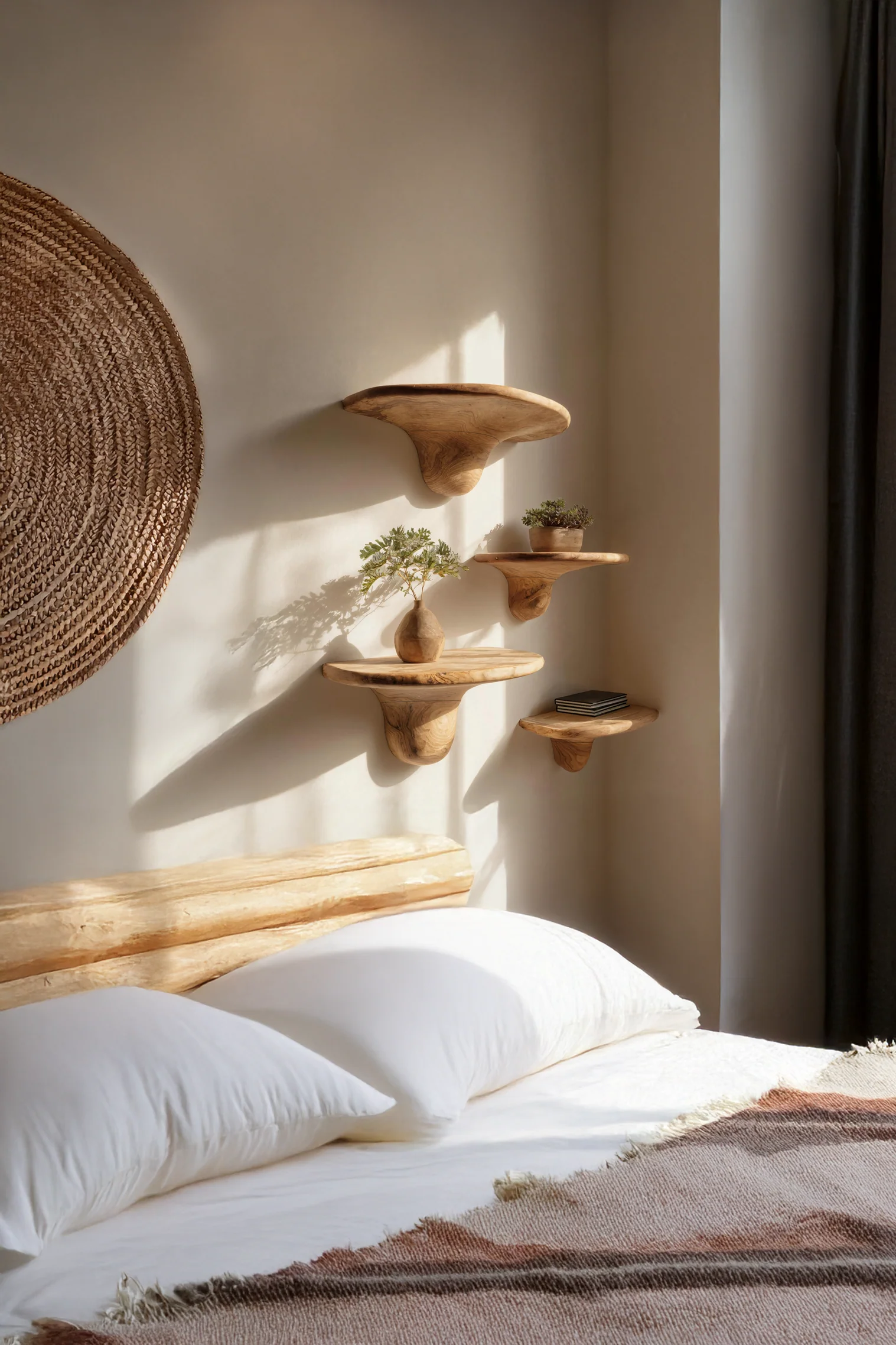 Modern Solid Wood Mushroom Shelf For Contemporary Bedroom Decor - Image 3