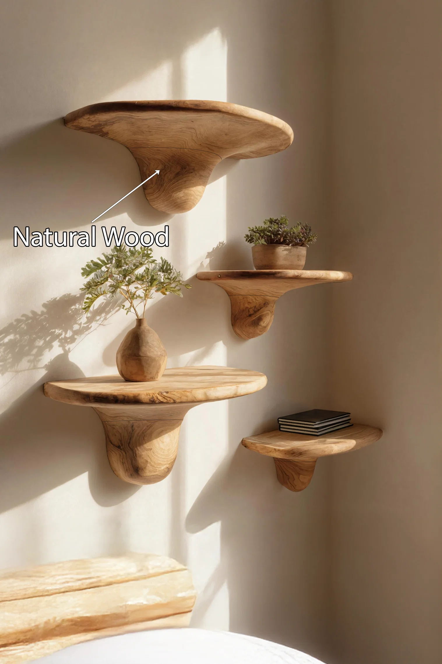 Modern Solid Wood Mushroom Shelf For Contemporary Bedroom Decor - Image 5
